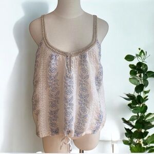 Free People boho embroidered tie-front gauze cami (India) limited edition